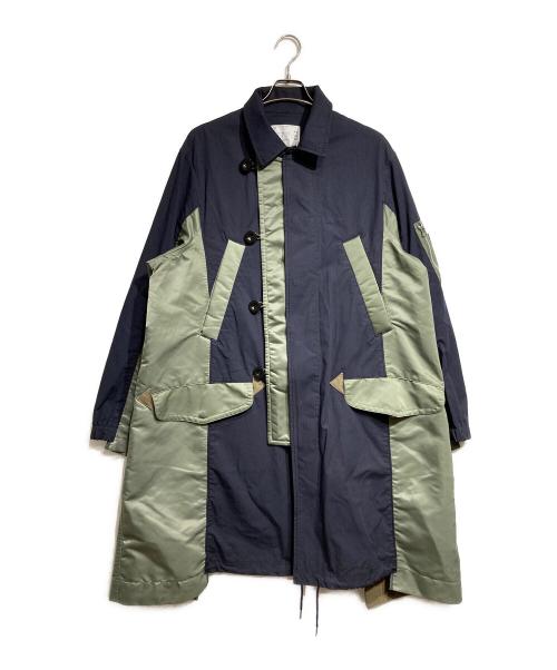 sacai（サカイ）sacai (サカイ) ドッキングミリタリーコート/Mixed Media Military Coat ネイビー×グリーン サイズ:3の古着・服飾アイテム