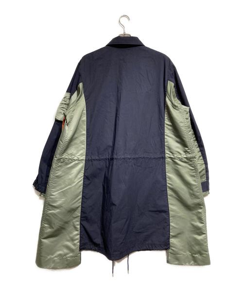 sacai（サカイ）sacai (サカイ) ドッキングミリタリーコート/Mixed Media Military Coat ネイビー×グリーン サイズ:3の古着・服飾アイテム