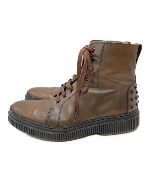 TOD'S（トッズ）TOD'S (トッズ) スタッズレザーブーツ/Studded leather boots ブラウン サイズ:7 1/2の古着・服飾アイテム