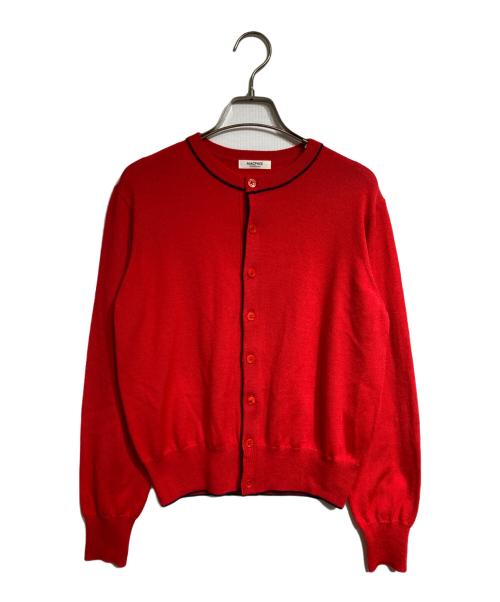 MACPHEE（マカフィー）MACPHEE (マカフィー) プレーンウール クルーネックカーディガン レッド サイズ:Ｍの古着・服飾アイテム