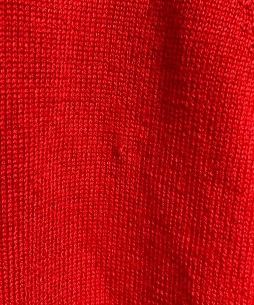 MACPHEE（マカフィー）MACPHEE (マカフィー) プレーンウール クルーネックカーディガン レッド サイズ:Ｍの古着・服飾アイテム