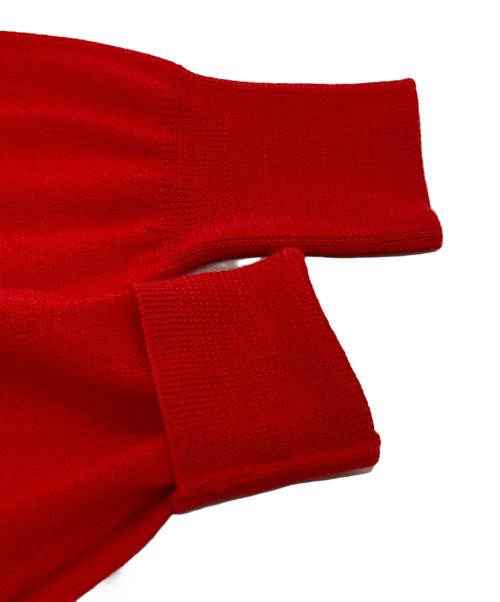MACPHEE（マカフィー）MACPHEE (マカフィー) プレーンウール クルーネックカーディガン レッド サイズ:Ｍの古着・服飾アイテム