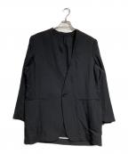 OVERCOATオーバーコート）の古着「Collerless Single Breasted Jacket/カラーレスシングルブレステッドジャケット」｜ブラック