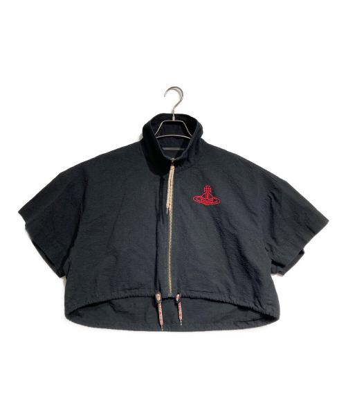 Vivienne Westwood RED LABEL（ヴィヴィアンウエストウッドレッドレーベル）Vivienne Westwood RED LABEL (ヴィヴィアンウエストウッドレッドレーベル) シアサッカークロップジップシャツ/Seersucker Cropped Zip Shirt ブラック サイズ:Mの古着・服飾アイテム