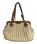 MIU MIUミュウミュウ）の古着「ケーブルニット編みショルダーバッグ/Cable knit shoulder bag」｜ブラウン×ベージュ