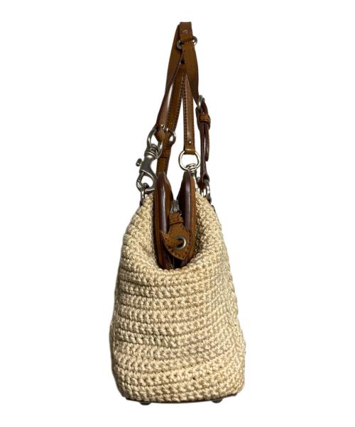 MIU MIU（ミュウミュウ）MIU MIU (ミュウミュウ) ケーブルニット編みショルダーバッグ/Cable knit shoulder bag ブラウン×ベージュの古着・服飾アイテム