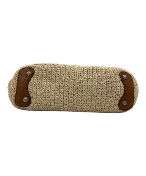 MIU MIU（ミュウミュウ）MIU MIU (ミュウミュウ) ケーブルニット編みショルダーバッグ/Cable knit shoulder bag ブラウン×ベージュの古着・服飾アイテム