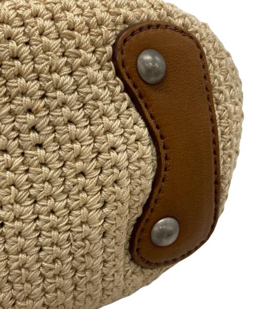 MIU MIU（ミュウミュウ）MIU MIU (ミュウミュウ) ケーブルニット編みショルダーバッグ/Cable knit shoulder bag ブラウン×ベージュの古着・服飾アイテム