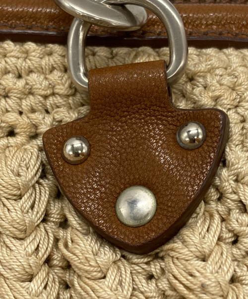MIU MIU（ミュウミュウ）MIU MIU (ミュウミュウ) ケーブルニット編みショルダーバッグ/Cable knit shoulder bag ブラウン×ベージュの古着・服飾アイテム