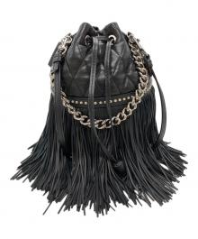 J&M DAVIDSON（ジェイ＆エム デヴィッドソン）の古着「スタッズ付きキルティングレザーフリンジカーニバル/Quilted Leather Fringe Carnival」｜ブラック