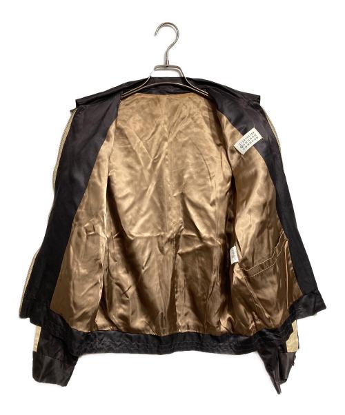 Martin Margiela 10（マルタン・マルジェラ 10）Martin Margiela 10 (マルタン・マルジェラ 10) コットンシルクサテンブルゾン/Cotton silk satin blouson ブラウン×ベージュ サイズ:46の古着・服飾アイテム