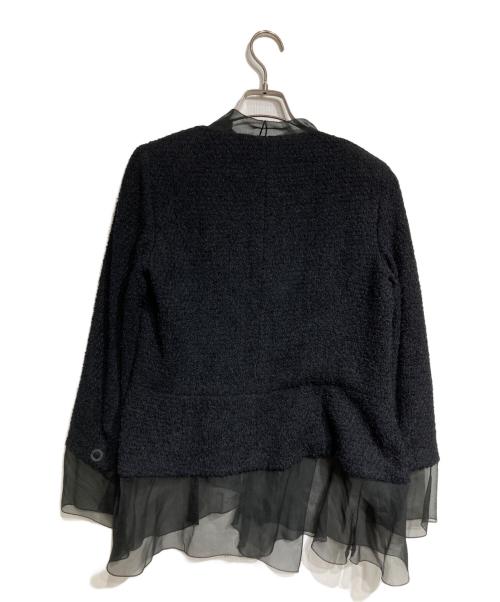 CHANEL（シャネル）CHANEL (シャネル) ツイード×チュール切替シルクジャケット/Tweed and Tulle Paneled Silk Jacket ブラック サイズ:40の古着・服飾アイテム
