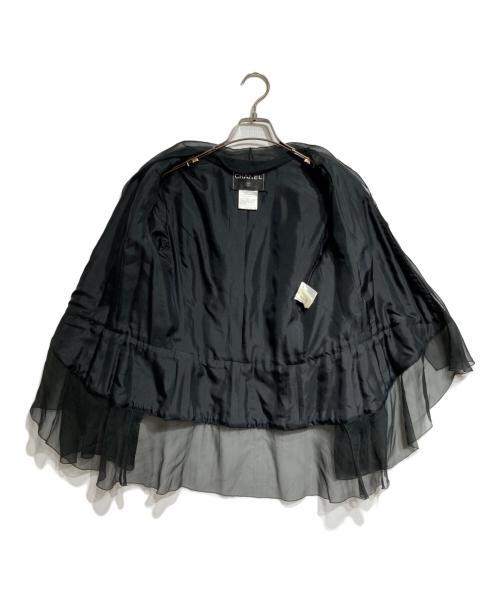 CHANEL（シャネル）CHANEL (シャネル) ツイード×チュール切替シルクジャケット/Tweed and Tulle Paneled Silk Jacket ブラック サイズ:40の古着・服飾アイテム