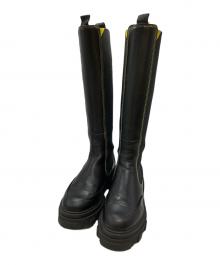 GANNI（ガニー）の古着「CONTRAST STITCH KNEE-HIGH BOOTS/コントラストステッチ・ニーハイブーツ」｜ブラック