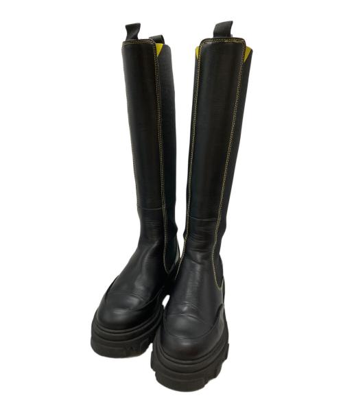 GANNI（ガニー）Ganni (ガニー) CONTRAST STITCH KNEE-HIGH BOOTS/コントラストステッチ・ニーハイブーツ ブラック サイズ:39の古着・服飾アイテム