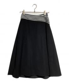 BORDERS at BALCONY（ボーダーズアットバルコニー）の古着「BORDER POCKET TWILL SKIRT/ボーダーポケットツイルスカート」｜ブラック