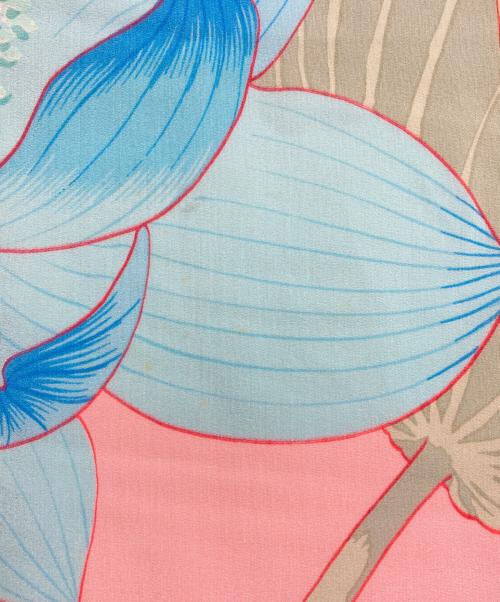 HERMES（エルメス）HERMES (エルメス) カレ140/FLEURS DE LOTUS 蓮の花 ピンク×ブルーの古着・服飾アイテム