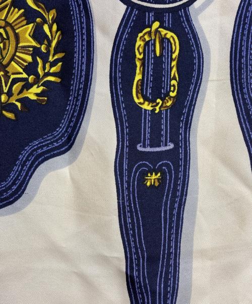 HERMES（エルメス）HERMES (エルメス) カレ90/大統領の馬具(Harnais des Présidents） ブルーの古着・服飾アイテム