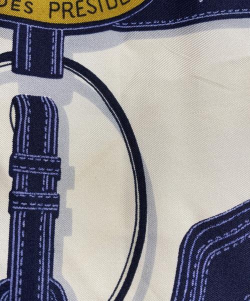 HERMES（エルメス）HERMES (エルメス) カレ90/大統領の馬具(Harnais des Présidents） ブルーの古着・服飾アイテム