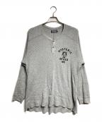 Hysteric Glamourヒステリックグラマー）の古着「DEVIL'S MCヘンリーネック スウェット/Henley neck sweatshirt」｜グレー