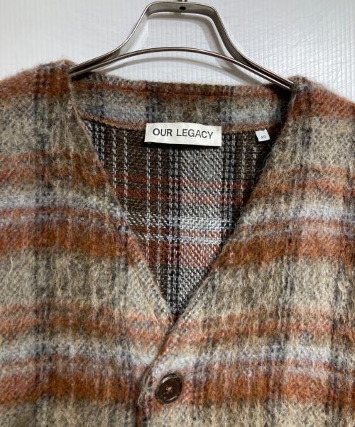 OUR LEGACY（アワーレガシー）OUR LEGACY (アワーレガシー) AMENT CHECK MOHAIR CARDIGAN/アメントチェックモヘアカーディガン ブラウン サイズ:48の古着・服飾アイテム