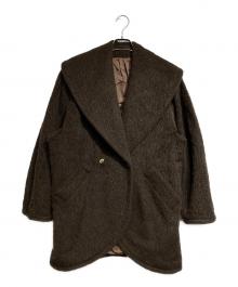MaxMara（マックスマーラ）の古着「アルパカウールビッグカラーショートコート/Alpaca wool short coat with big collar」｜ブラウン