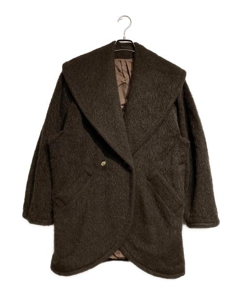 MaxMara（マックスマーラ）MaxMara (マックスマーラ) アルパカウールビッグカラーショートコート/Alpaca wool short coat with big collar ブラウン サイズ:40の古着・服飾アイテム