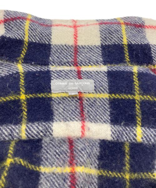 COMME des GARCONS HOMME（コムデギャルソン オム）COMME des GARCONS HOMME (コムデギャルソン オム) 縮絨ウールチェックブルゾン/Wool check blouson ネイビー サイズ:Sの古着・服飾アイテム