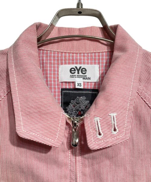eYe COMME des GARCONS JUNYAWATANABE MAN（アイ コム デ ギャルソン ジュンヤ ワタナベ マン）eYe COMME des GARCONS JUNYAWATANABE MAN VAN (ヴァン) ストライプシャツブルゾン/Striped shirt blouson レッド サイズ:XSの古着・服飾アイテム