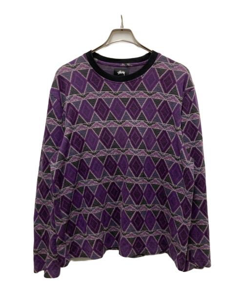 stussy（ステューシー）stussy (ステューシー) CUZCO LS CREW パープル サイズ:XLの古着・服飾アイテム