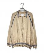 SUGARHILLシュガーヒル）の古着「ZIP-UP LINE KNIT POLO SHIRT/ジップアップ リブニット ポロシャツ」｜ベージュ