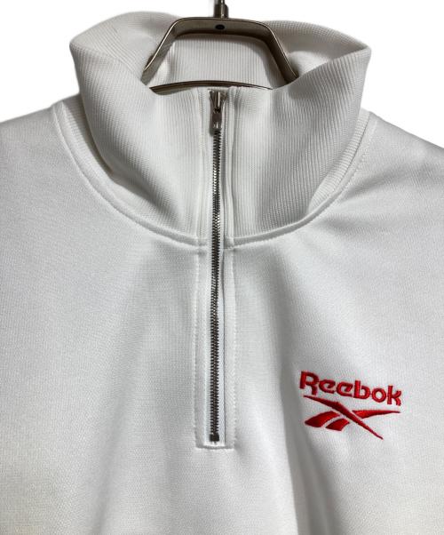 REEBOK（リーボック）REEBOK (リーボック) naokitomizuka (ナオキトミヅカ) half zip deformed sweat shirt/ハーフジップ・デフォルメ・スウェットシャツ ホワイト サイズ:Freeの古着・服飾アイテム