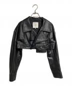UN3D.アンスリード）の古着「SHORT LEATHER RIDERS/「ショート レザー ライダース」｜ブラック