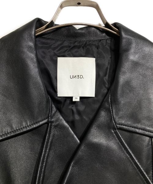 UN3D.（アンスリード）UN3D. (アンスリード) SHORT LEATHER RIDERS/「ショート レザー ライダース ブラック サイズ:36の古着・服飾アイテム