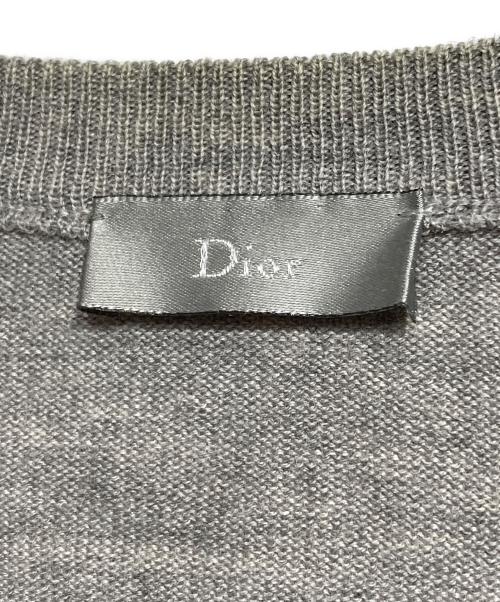DIOR HOMME（ディオール オム）Dior Homme (ディオール オム) 爪痕クラッシュ加工Vネックニット/V-neck Knit with Scratch and Crash Distressing グレー サイズ:Sの古着・服飾アイテム