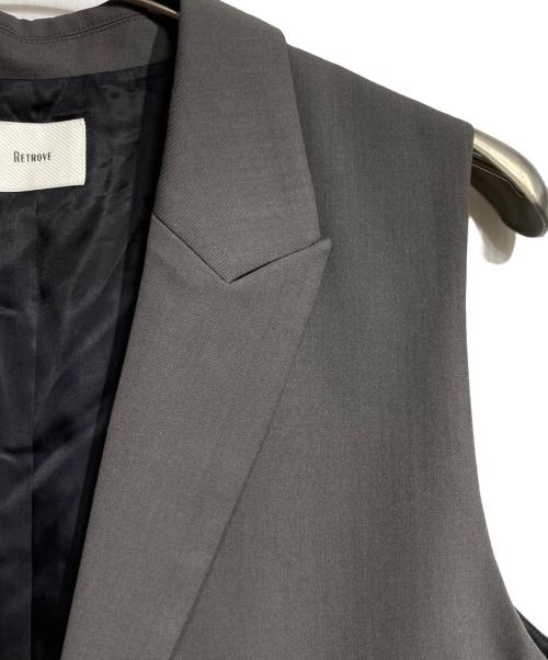 RETROVE（リトローヴ）RETROVE (リトローヴ) FINE WOOL LONG VEST/ファインウールロングベスト グレー サイズ:Freeの古着・服飾アイテム