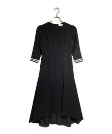 BORDERS at BALCONY（ボーダーズアットバルコニー）の古着「ボーダースリーブドレス/Striped sleeve dress」｜ブラック