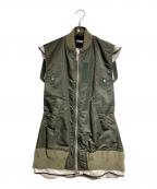 sacaiサカイ）の古着「MA-1レイヤードベストワンピース/Layered Vest」｜アイボリー×オリーブ