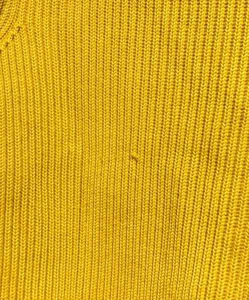 PRADA（プラダ）PRADA (プラダ) レザー切替ハーフジッププルオーバーニット/Leather-Paneled Half-Zip Pullover Knit イエロー サイズ:50の古着・服飾アイテム