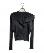 PLEATS PLEASEプリーツプリーズ）の古着「超音波ビンゴカードカットスキッパーシャツ/Ultrasonic Cut Skipper Shirt」｜ブラック