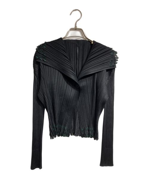 PLEATS PLEASE（プリーツプリーズ）PLEATS PLEASE (プリーツプリーズ) 超音波ビンゴカードカットスキッパーシャツ/Ultrasonic Cut Skipper Shirt ブラック サイズ:3の古着・服飾アイテム