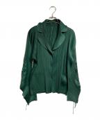 PLEATS PLEASEプリーツプリーズ）の古着「変形プリーツジャケット/Asymmetrical pleated jacket」｜グリーン
