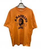 BAPE BY A BATHING APEベイプバイアベイシングエイプ）の古着「OG APE HEAD COLLEGE RELAXED FIT TEE」｜オレンジ