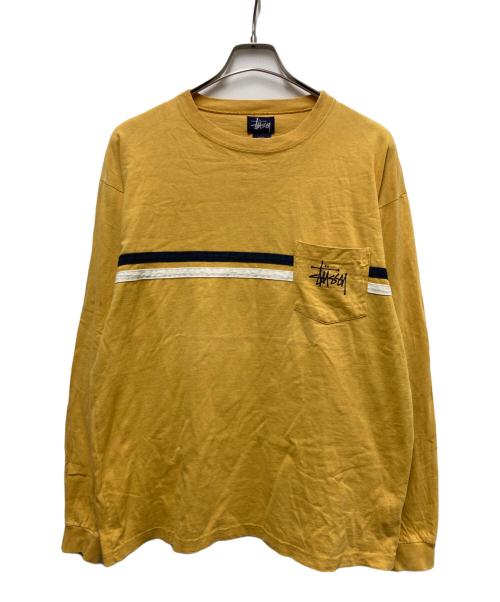 stussy（ステューシー）stussy (ステューシー) ラインポケット長袖Tシャツ イエロー サイズ:Ｌの古着・服飾アイテム