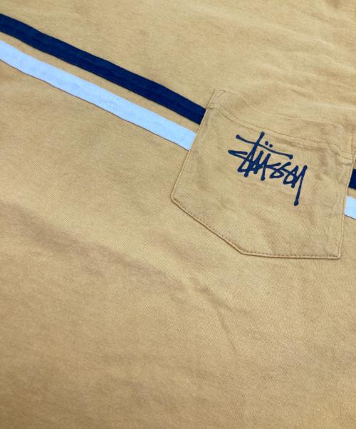 stussy（ステューシー）stussy (ステューシー) ラインポケット長袖Tシャツ イエロー サイズ:Ｌの古着・服飾アイテム
