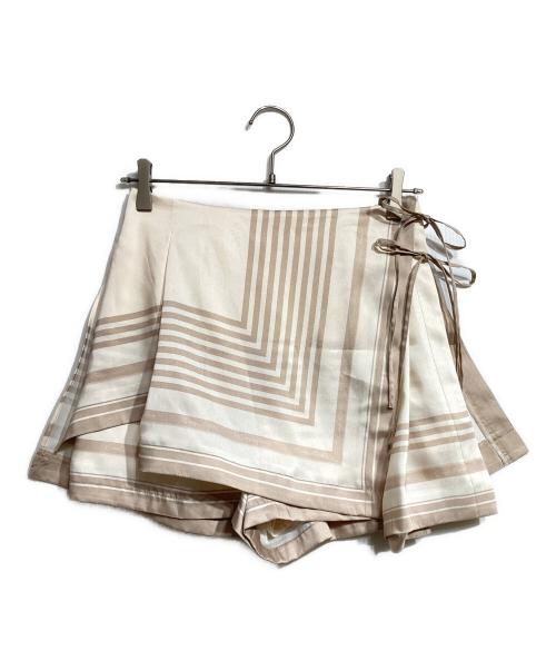 eimy istoire（エイミーイストワール）eimy istoire (エイミーイストワール) スカーフパターンミニスカート/Scarf pattern mini skirt ベージュ サイズ:38の古着・服飾アイテム