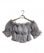 Snidelスナイデル）の古着「ギャザーオフショルブラウス/Gathered off-the-shoulder blouse」｜グレー