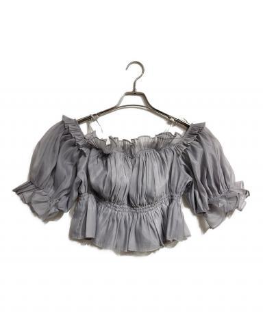 【完売品】SNIDEL スナイデル 25SS リボンオフショルブラウス グレー 中古・古着通販】Snidel (スナイデル) ギャザーオフショルブラウス