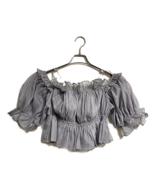 Snidel（スナイデル）Snidel (スナイデル) ギャザーオフショルブラウス/Gathered off-the-shoulder blouse グレー サイズ:Fの古着・服飾アイテム