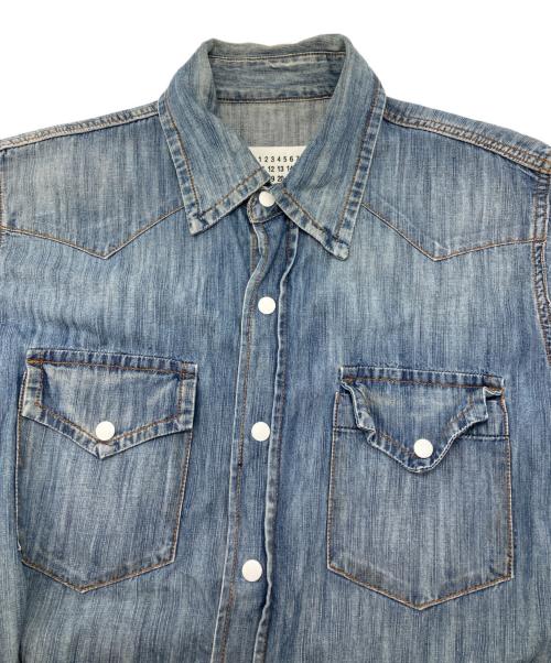 MARTIN MARGIELA（マルタン・マルジェラ）MARTIN MARGIELA (マルタン・マルジェラ) エルボーパッチデニムウエスタンシャツ/Denim Western Shirt with Elbow Patches ブルー サイズ:44の古着・服飾アイテム